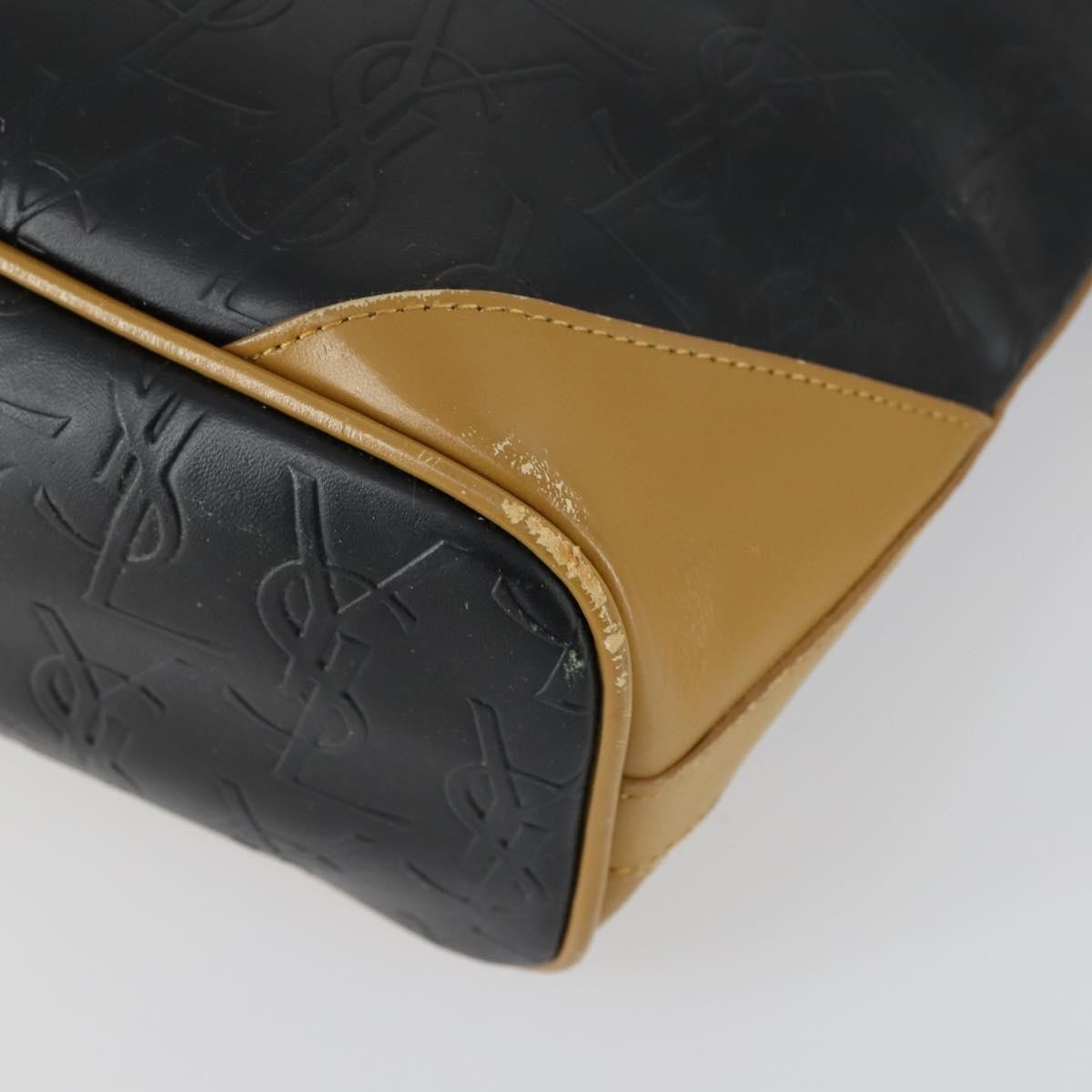 Saint Laurent SAINT LAURENT Hand Bag Leather PVC 2way Black Brown gold Authentic bs31752