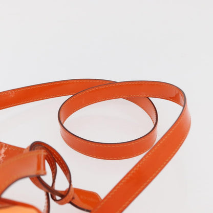 Gucci GUCCI Bamboo Hand Bag Patent leather 2way Orange Silver Authentic 162597