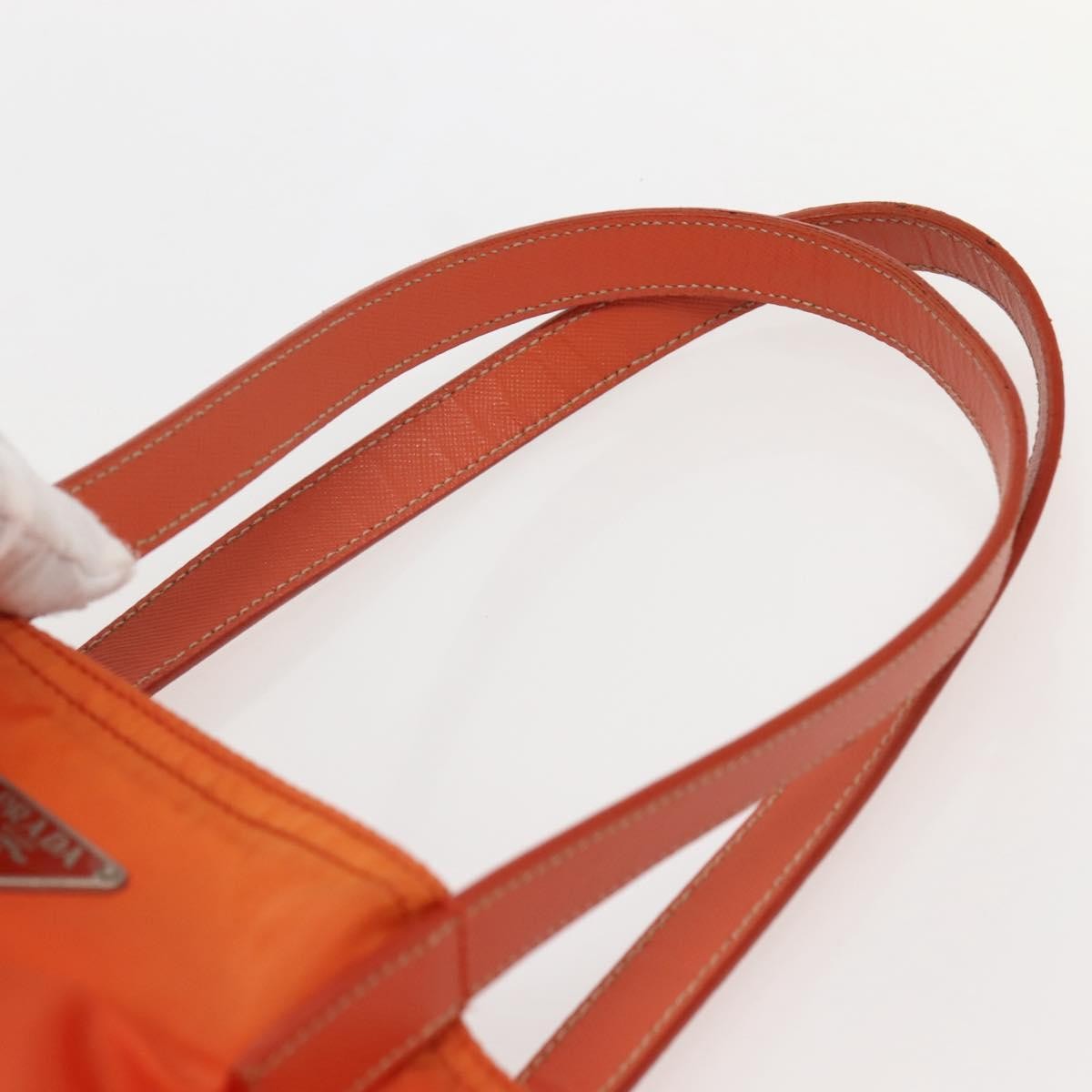 Prada PRADA Tote Bag Nylon Orange Silver Authentic 142868