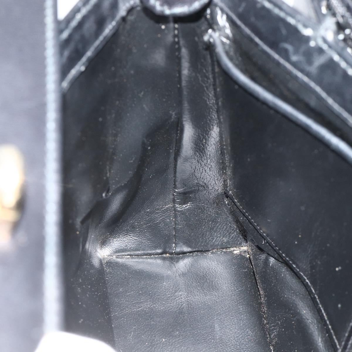 Gucci GUCCI Hand Bag Leather Black Gold Authentic ka4348
