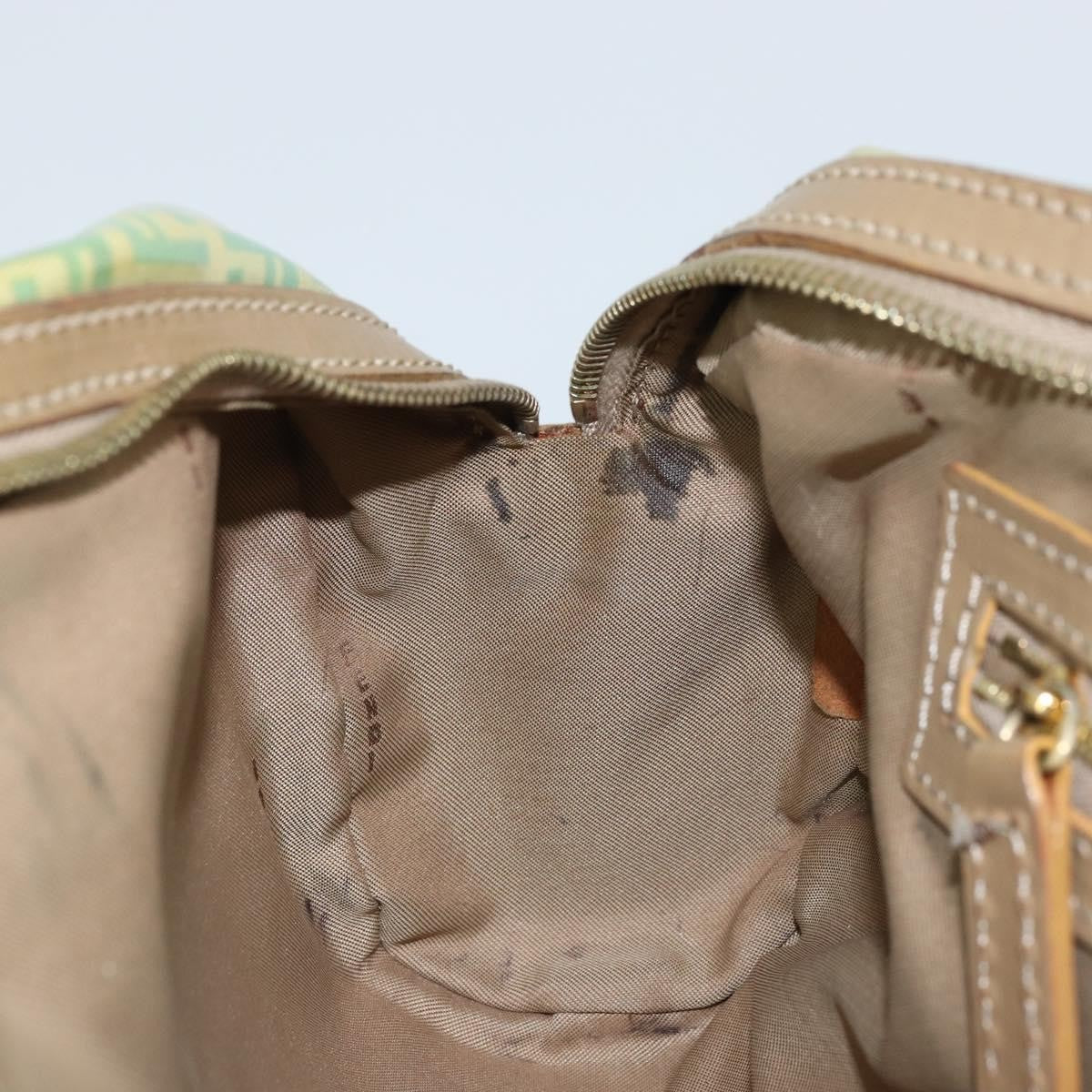 Fendi FENDI Zucchino Canvas Hand Bag Coated Canvas Green Gold Authentic ARZ139