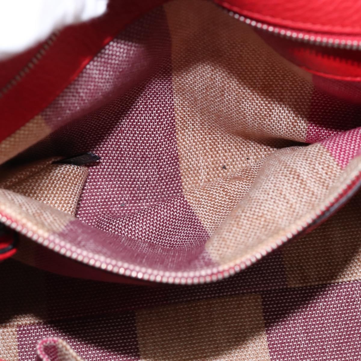 Gucci GUCCI Bamboo Daily Hand Bag Leather 2way Red Silver 392013 Authentic BA6241