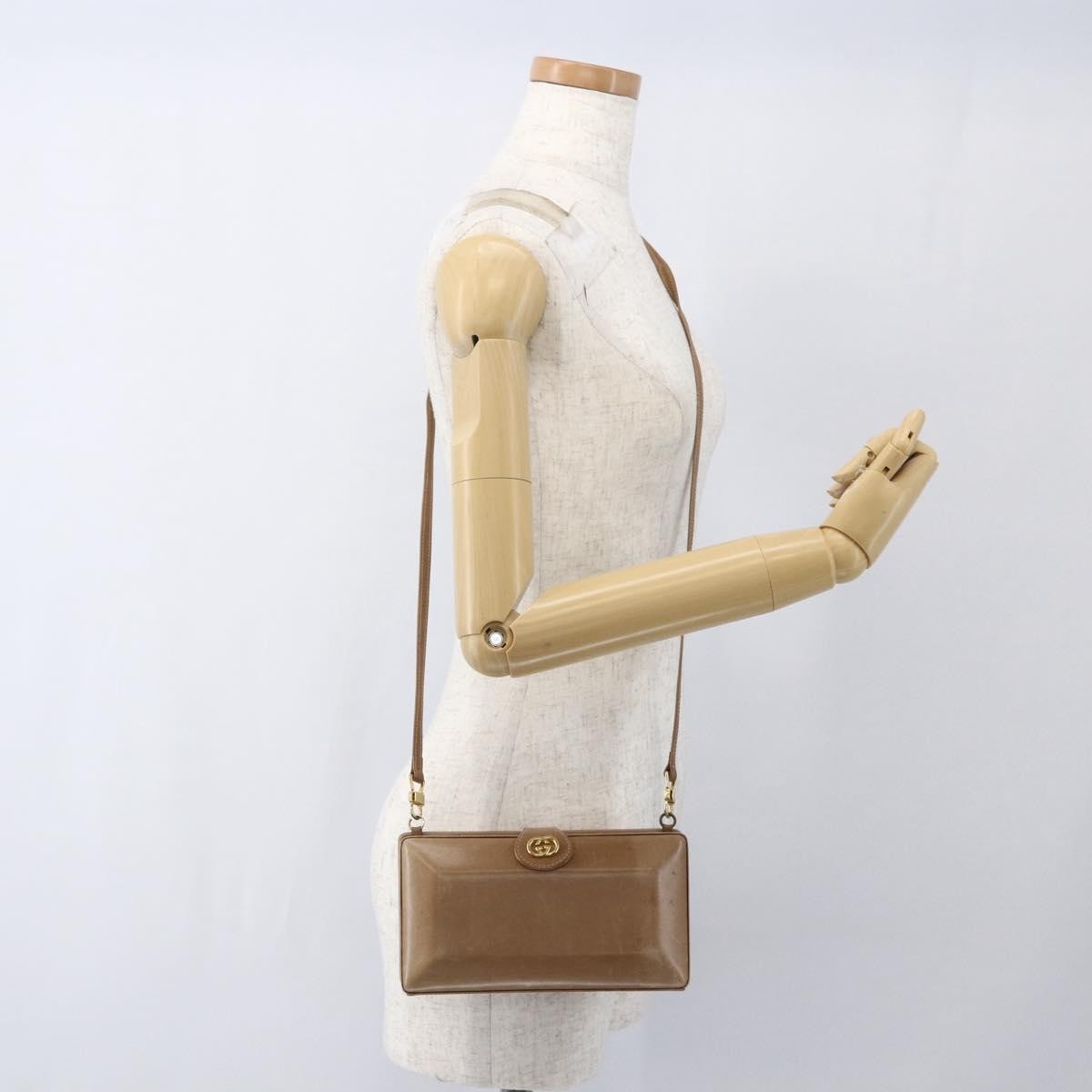 Gucci GUCCI Shoulder Bag Leather Beige Gold Authentic SW1879