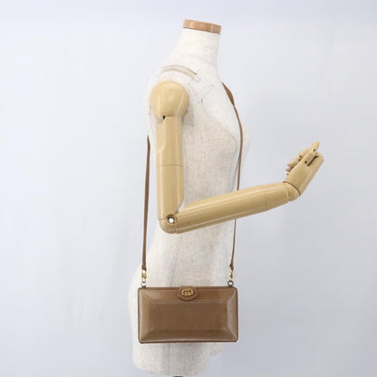 Gucci GUCCI Shoulder Bag Leather Beige Gold Authentic SW1879