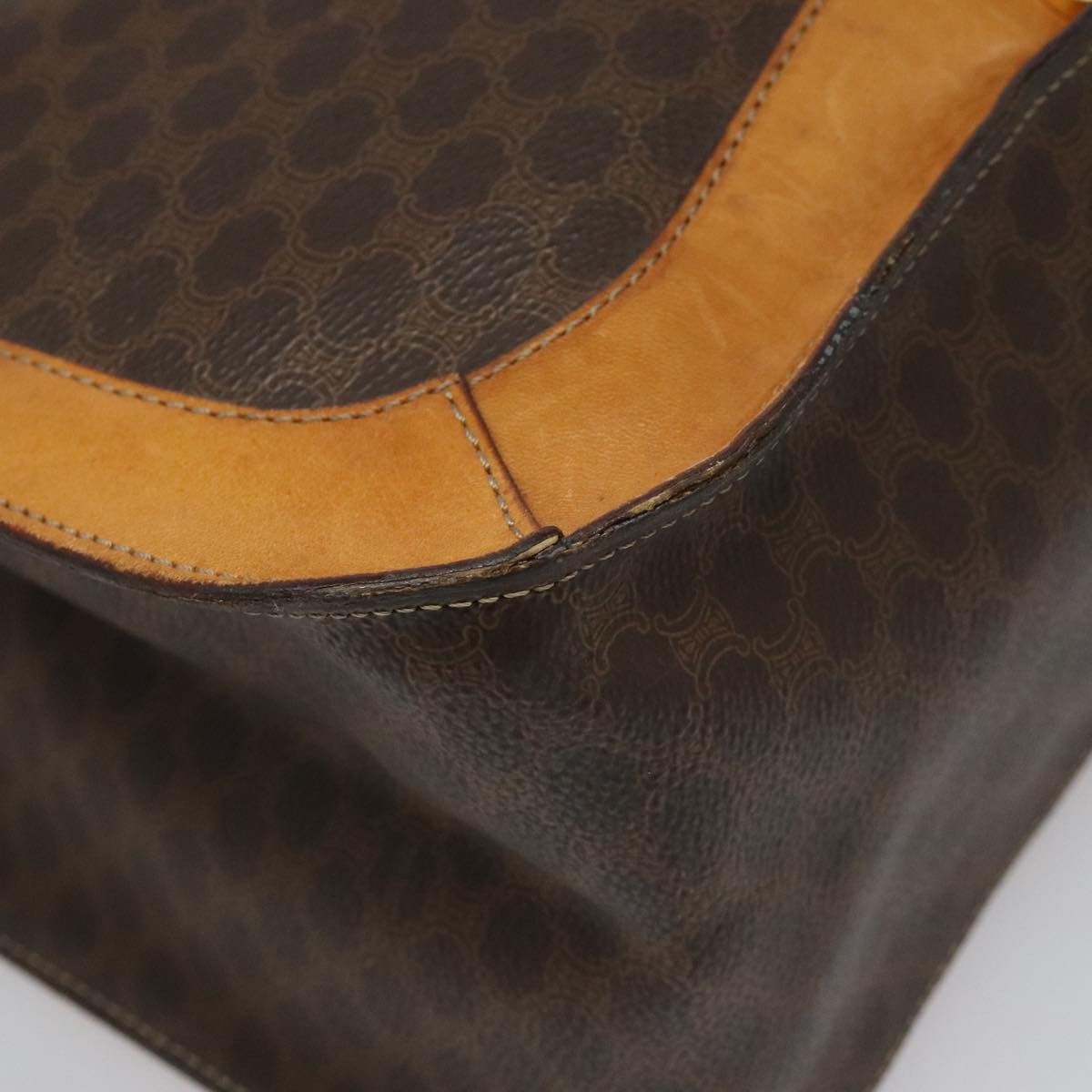 Celine CELINE Macadam Canvas Shoulder Bag PVC Leather Brown Gold Authentic 112747
