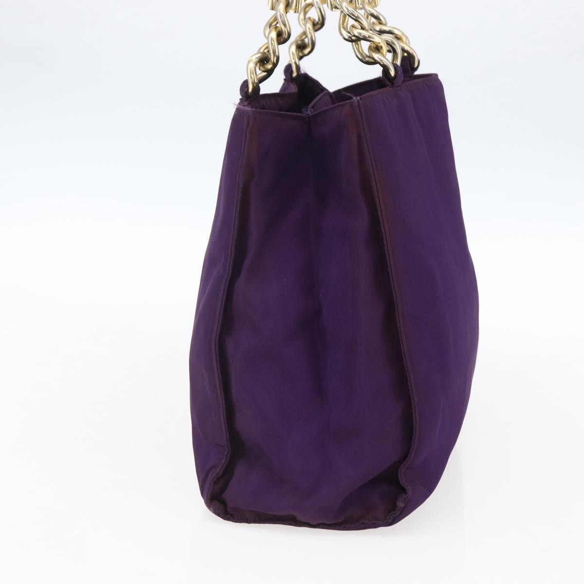 Prada PRADA Hand Bag Nylon Purple Gold Authentic ti3637