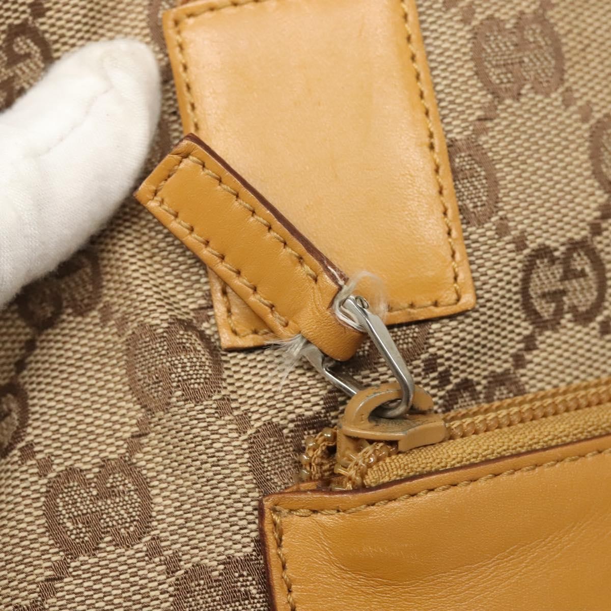 Gucci GUCCI GG Canvas Tote Bag Beige Silver 019 0402 Authentic th5862
