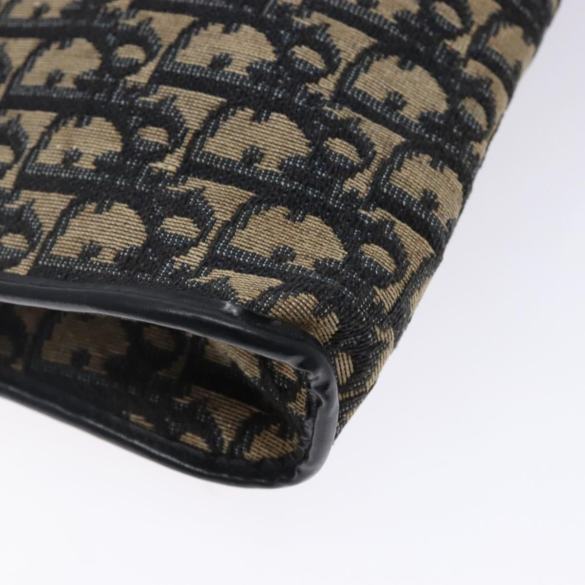 Dior Christian Dior Trotter Canvas Shoulder Bag Navy Gold Authentic 141525
