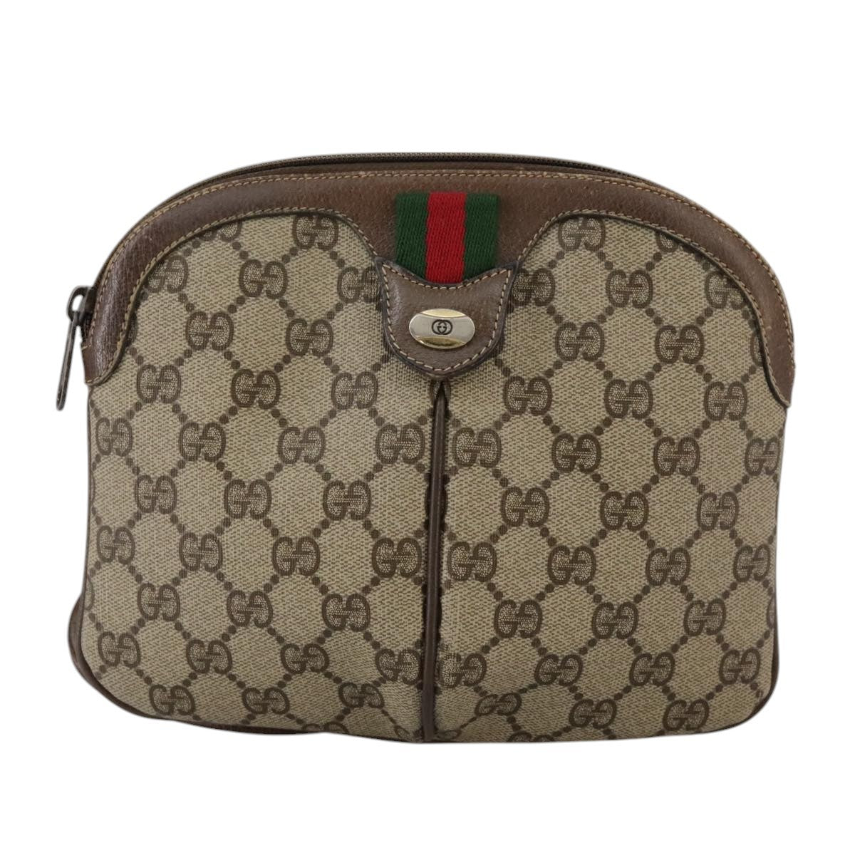Gucci GUCCI GG Supreme Web Sherry Line Shoulder Bag PVC Beige 904 02 047 Authentic 111359