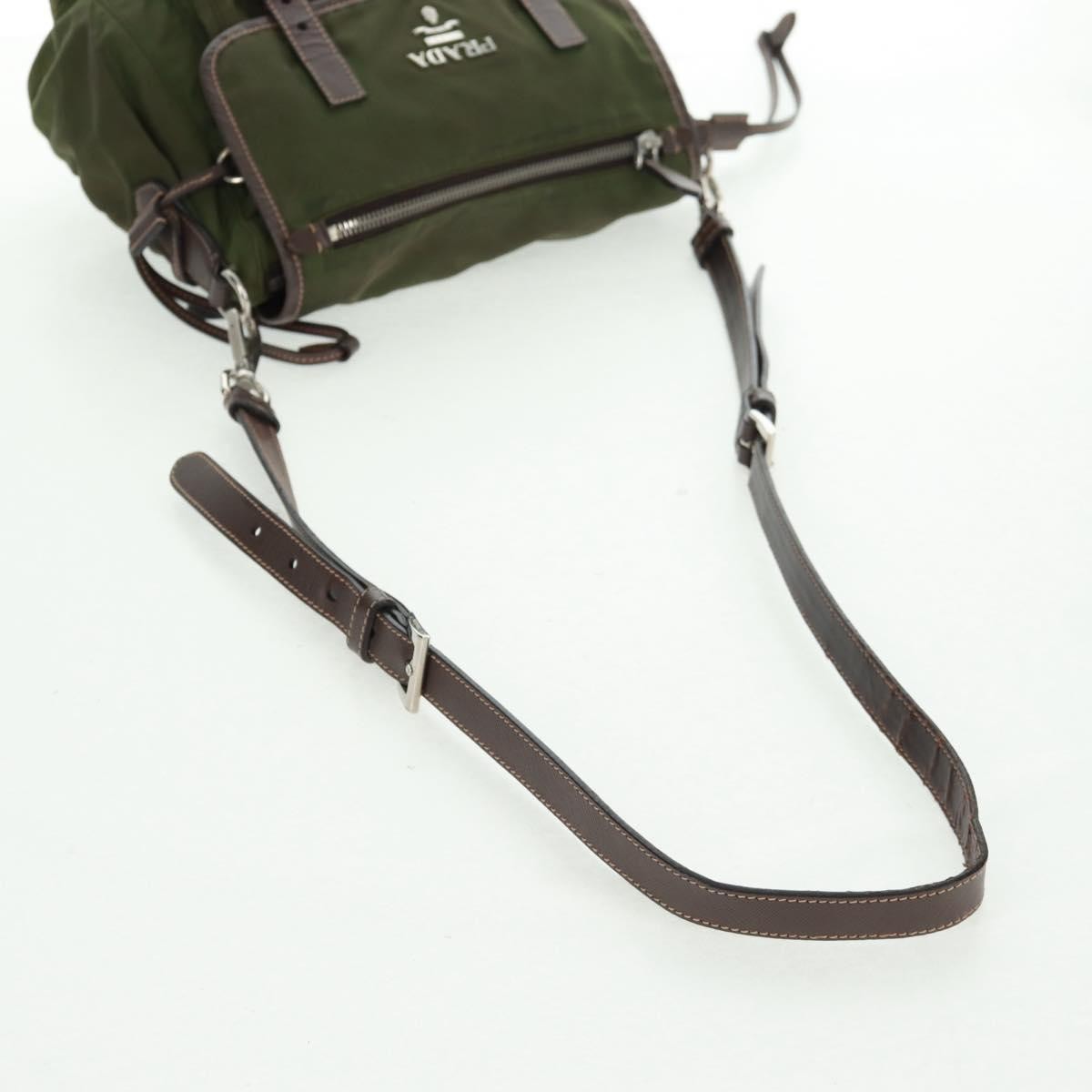Prada PRADA Shoulder Bag Nylon Green Silver Authentic 161408