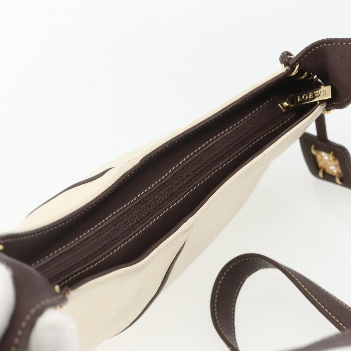 Loewe LOEWE Shoulder Bag Leather White Gold Authentic 162858