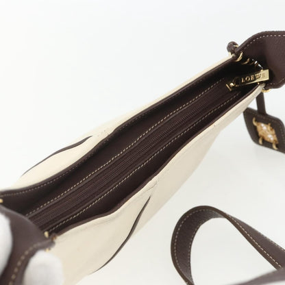Loewe LOEWE Shoulder Bag Leather White Gold Authentic 162858