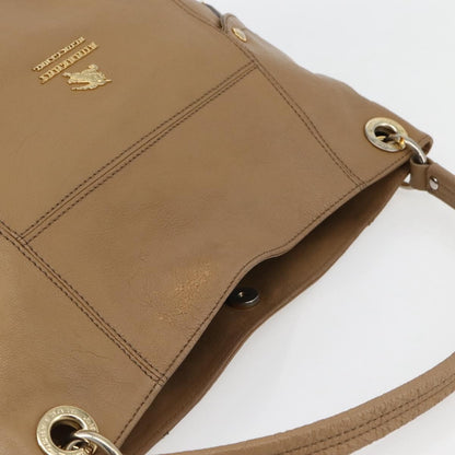 Burberry BURBERRY Blue Label Shoulder Bag Leather Beige Gold Authentic ti3445