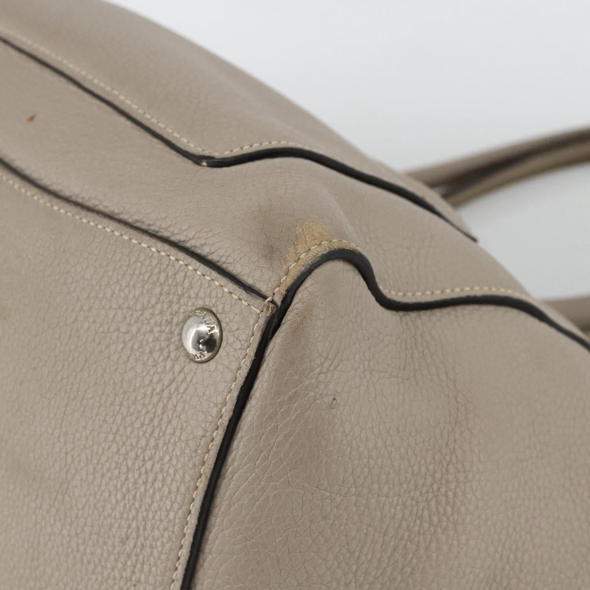 Prada PRADA Tote Bag Leather Gray Silver Authentic ka3597