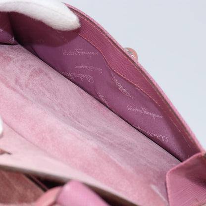 Salvatore Ferragamo Salvatore Ferragamo Gancini Hand Bag Suede Leather Pink Silver Authentic bs30801
