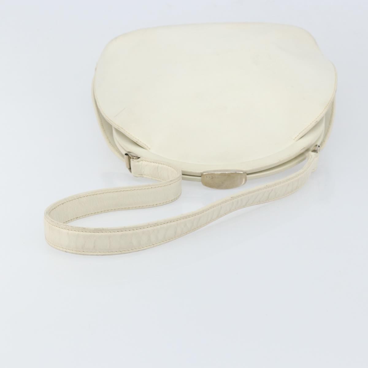 Gucci GUCCI Hand Bag Leather White Silver Authentic 170514