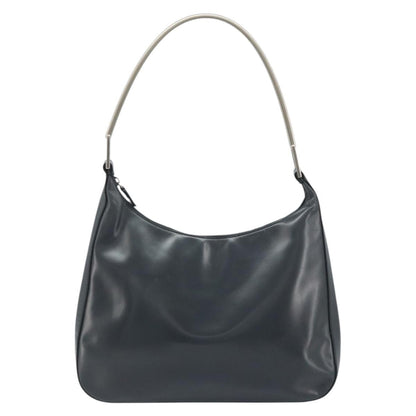 Prada PRADA Shoulder Bag Leather Gray Silver tone Authentic 174484