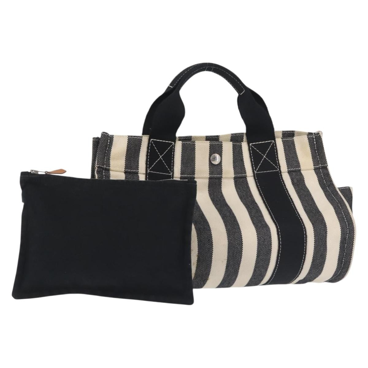 Hermès Hermès HERMES Cannes PM Hand Bag Canvas White Black Authentic hk3009