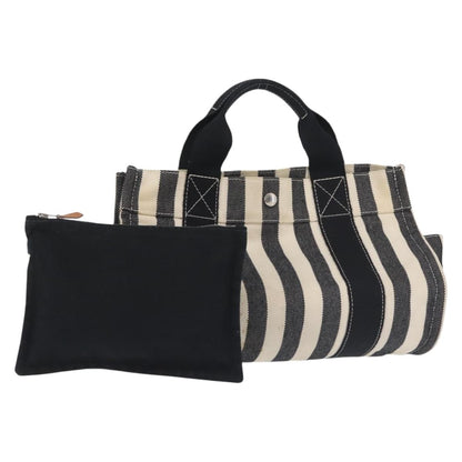 Hermès Hermès HERMES Cannes PM Hand Bag Canvas White Black Authentic hk3009
