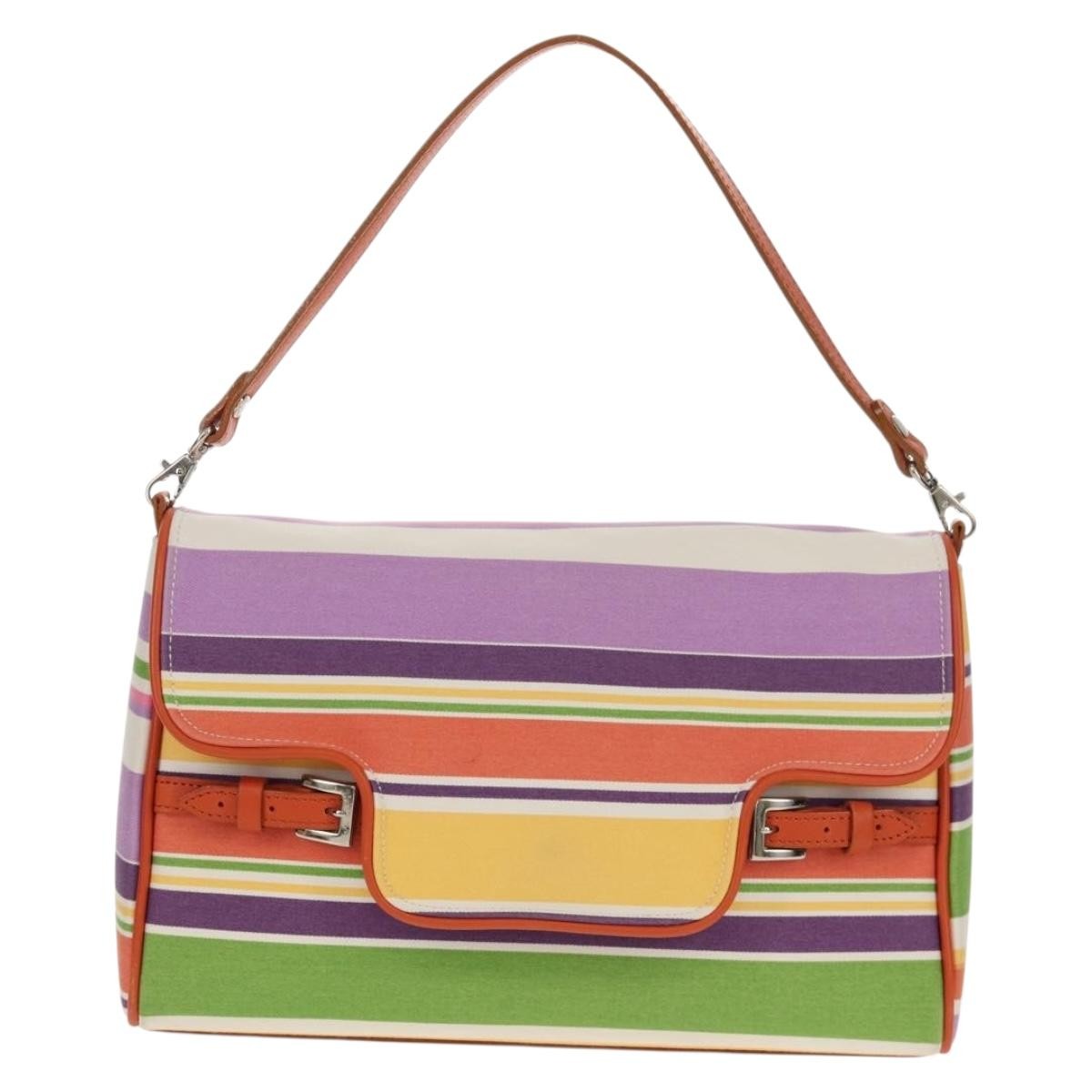 Burberry BURBERRY Shoulder Bag Canvas Multicolor Silver Authentic 160873V