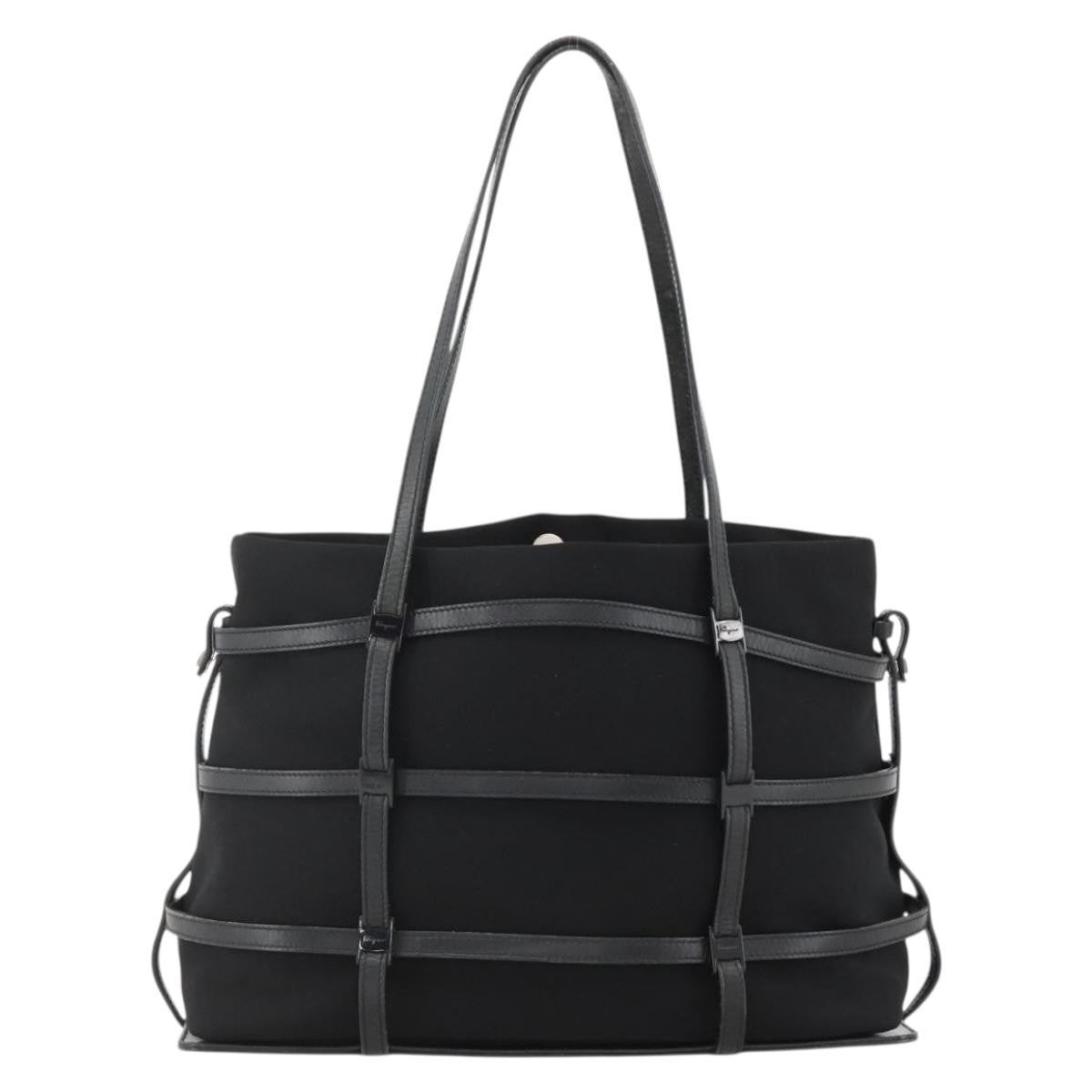 Salvatore Ferragamo Salvatore Ferragamo Tote Bag Nylon Black Silver Authentic ka3842