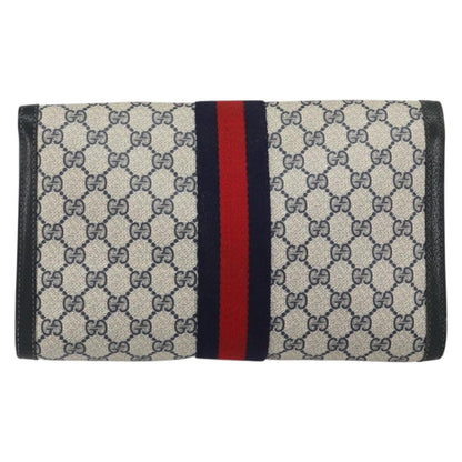 Gucci GUCCI GG Supreme Sherry Line Clutch Bag PVC Navy Red 84 01 007 Authentic 153350
