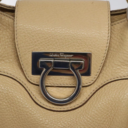 Salvatore Ferragamo Salvatore Ferragamo Gancini Shoulder Bag Leather Beige Silver Authentic EC551