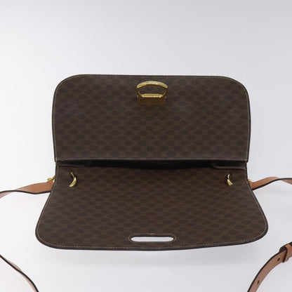 Celine CELINE Macadam Canvas Shoulder Bag PVC Leather Brown Gold Authentic 122137