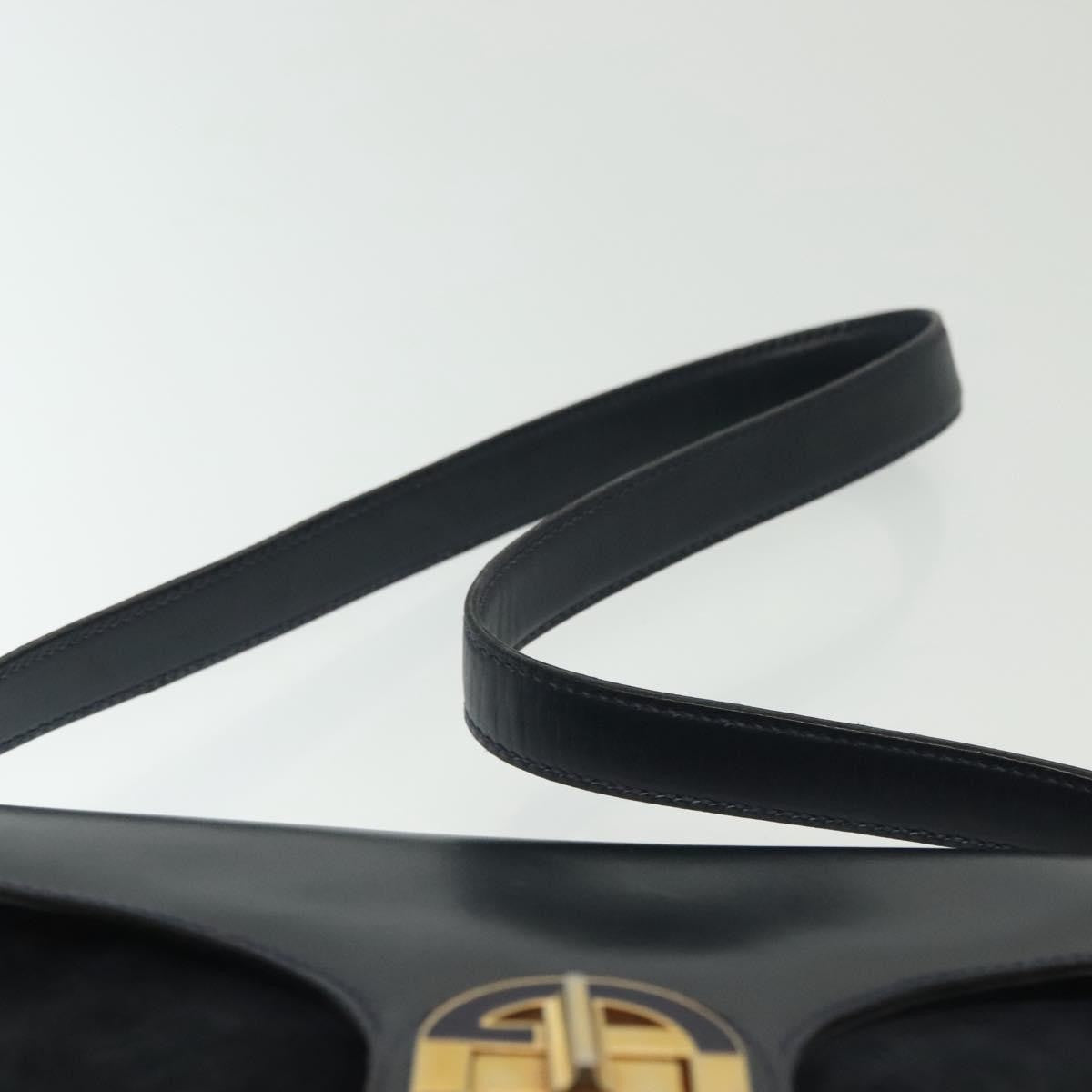 Gucci GUCCI Shoulder Bag Suede Navy Gold Authentic ep10549