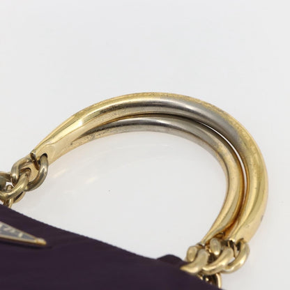 Prada PRADA Hand Bag Nylon Metal Purple Gold Authentic 155415