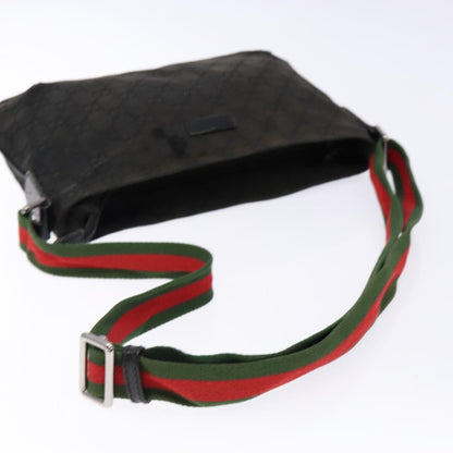 Gucci GUCCI GG Canvas Web Sherry Line Shoulder Bag Black Silver 189749 Authentic bs28637