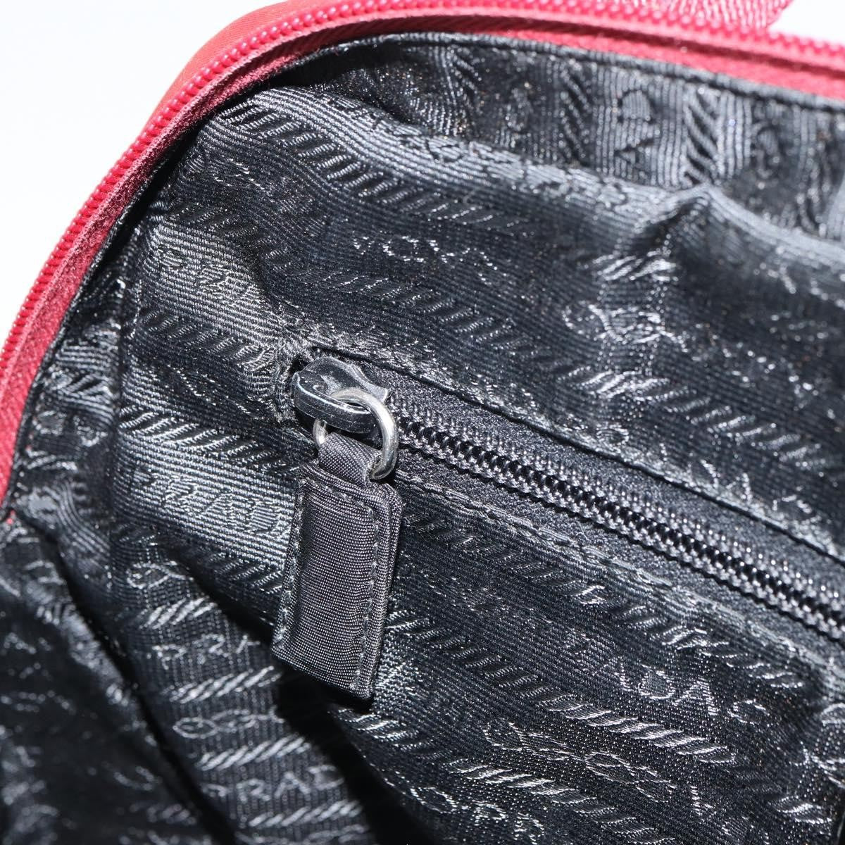 Prada PRADA Hand Bag Nylon Red Silver Authentic BA8645