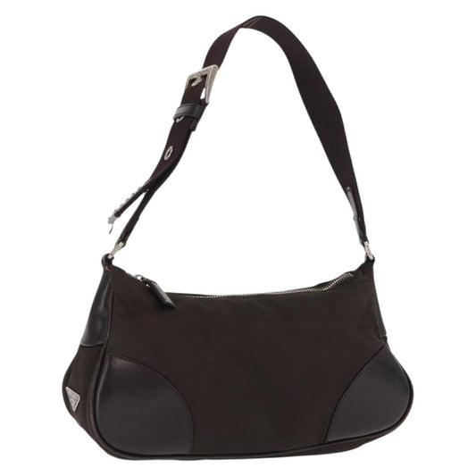 Prada PRADA Shoulder Bag Nylon Khaki Silver Authentic 169376