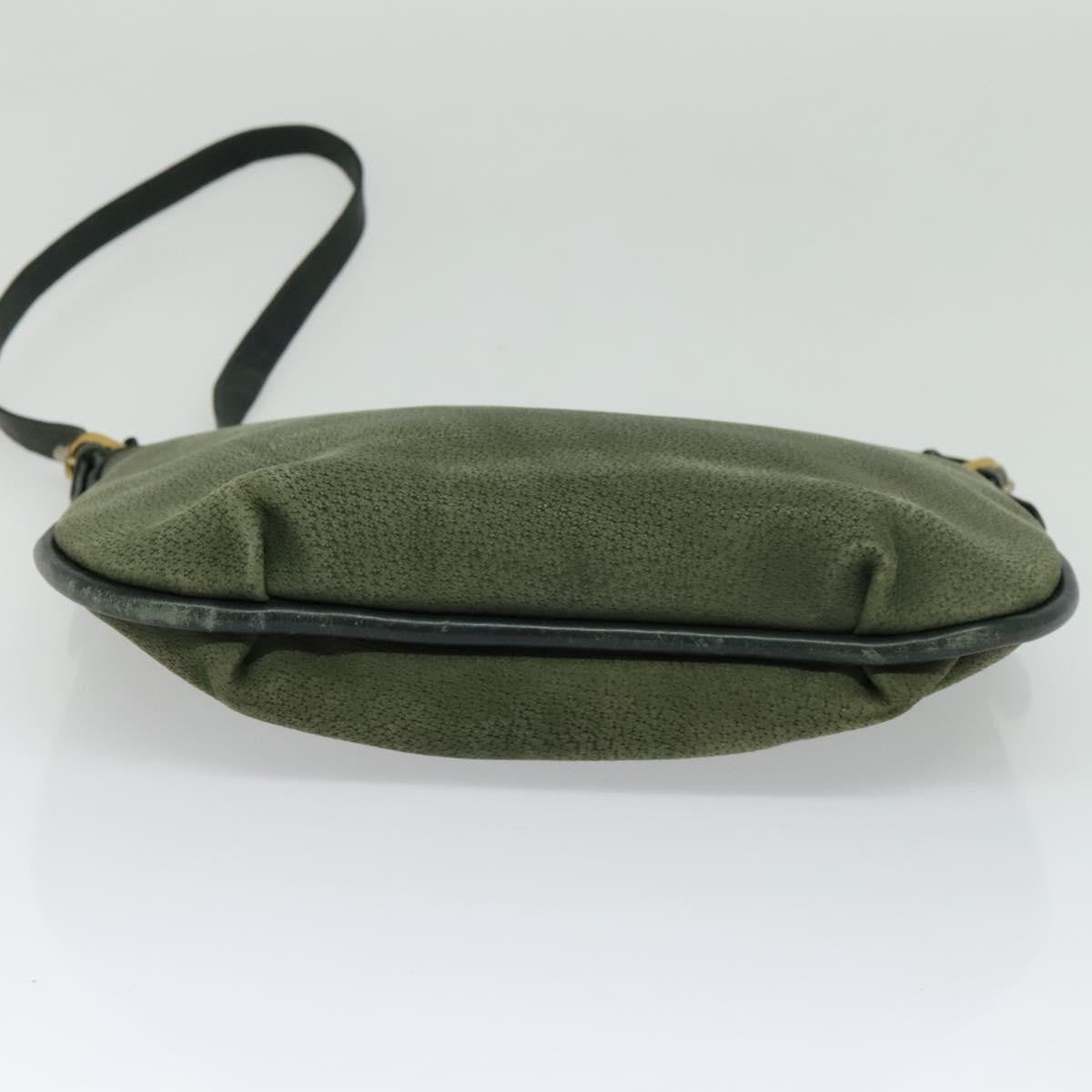 Gucci GUCCI Shoulder Bag Leather Green Gold Authentic am8352