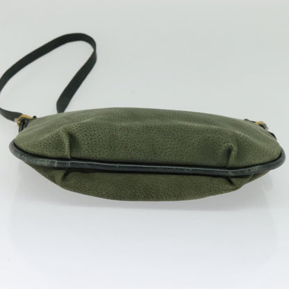 Gucci GUCCI Shoulder Bag Leather Green Gold Authentic am8352