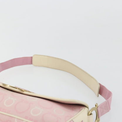 Salvatore Ferragamo Salvatore Ferragamo Gancini Shoulder Bag Canvas Pink Gold Authentic BA12412