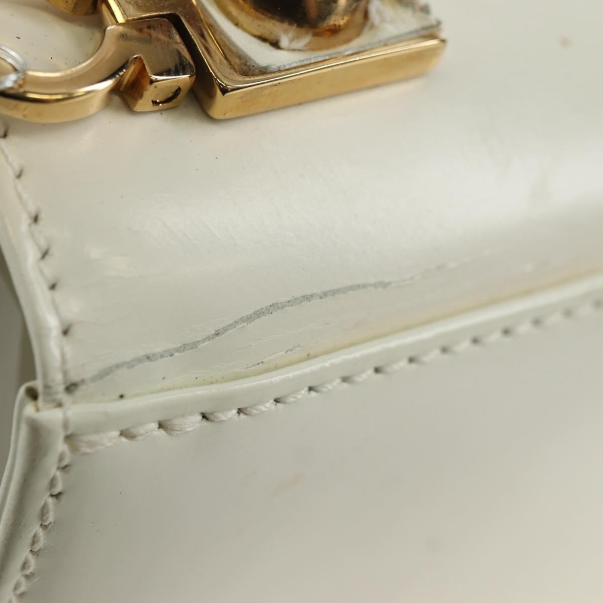 Salvatore Ferragamo Salvatore Ferragamo Gancini Hand Bag Leather 2way White Gold Authentic 134575