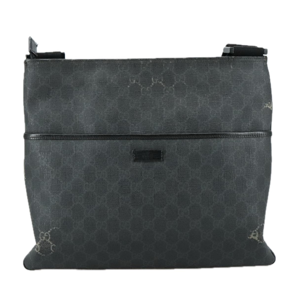 Gucci GUCCI GG Supreme Shoulder Bag PVC Leather Black 162904 Authentic yk16293