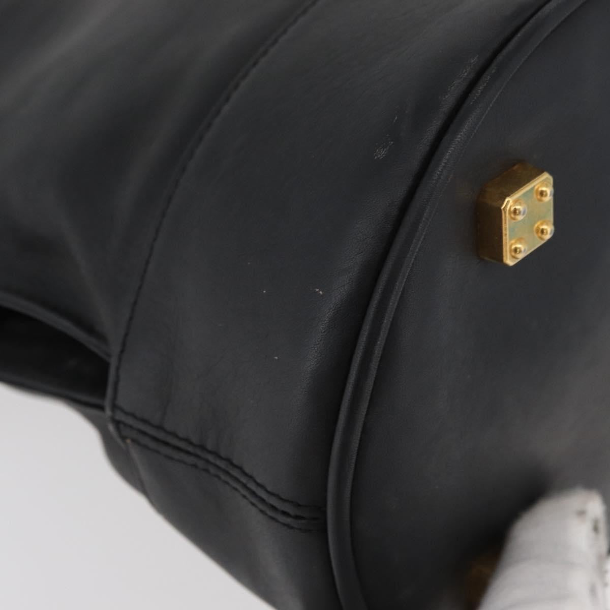 Loewe LOEWE Anagram Hand Bag Leather Black Gold Authentic bs34927