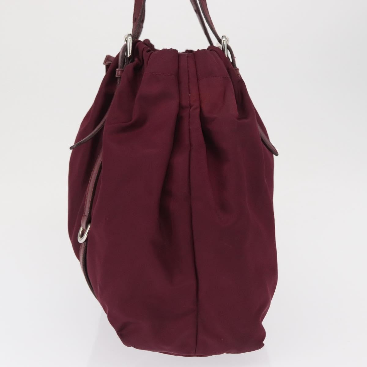 Prada PRADA Tote Bag Nylon Bordeaux Gold Authentic ep12877