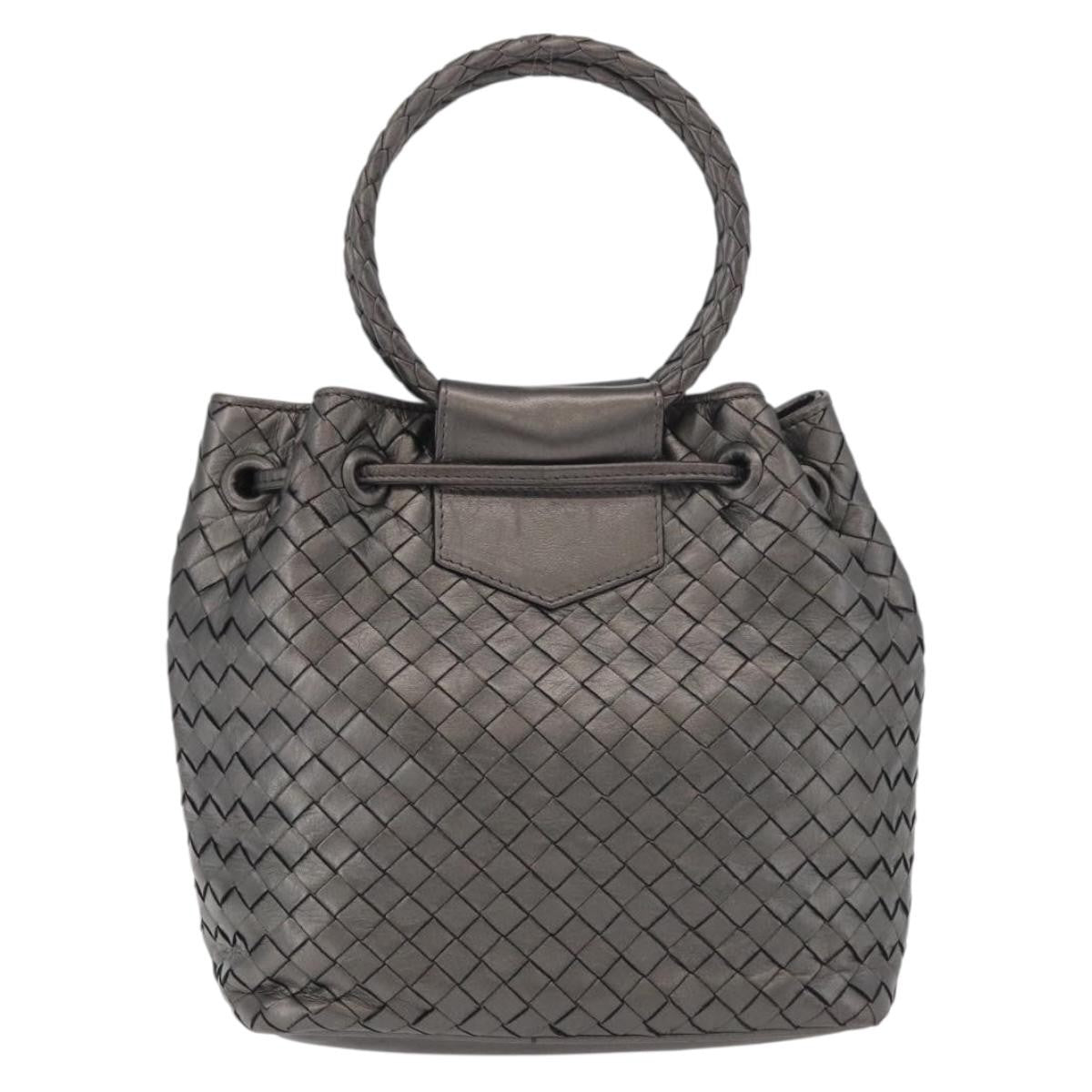 BOTTEGAVENETA BOTTEGAVENETA BOTTEGA VENETA INTRECCIATO Purse Hand Bag Leather Silver Gold Authentic 177803