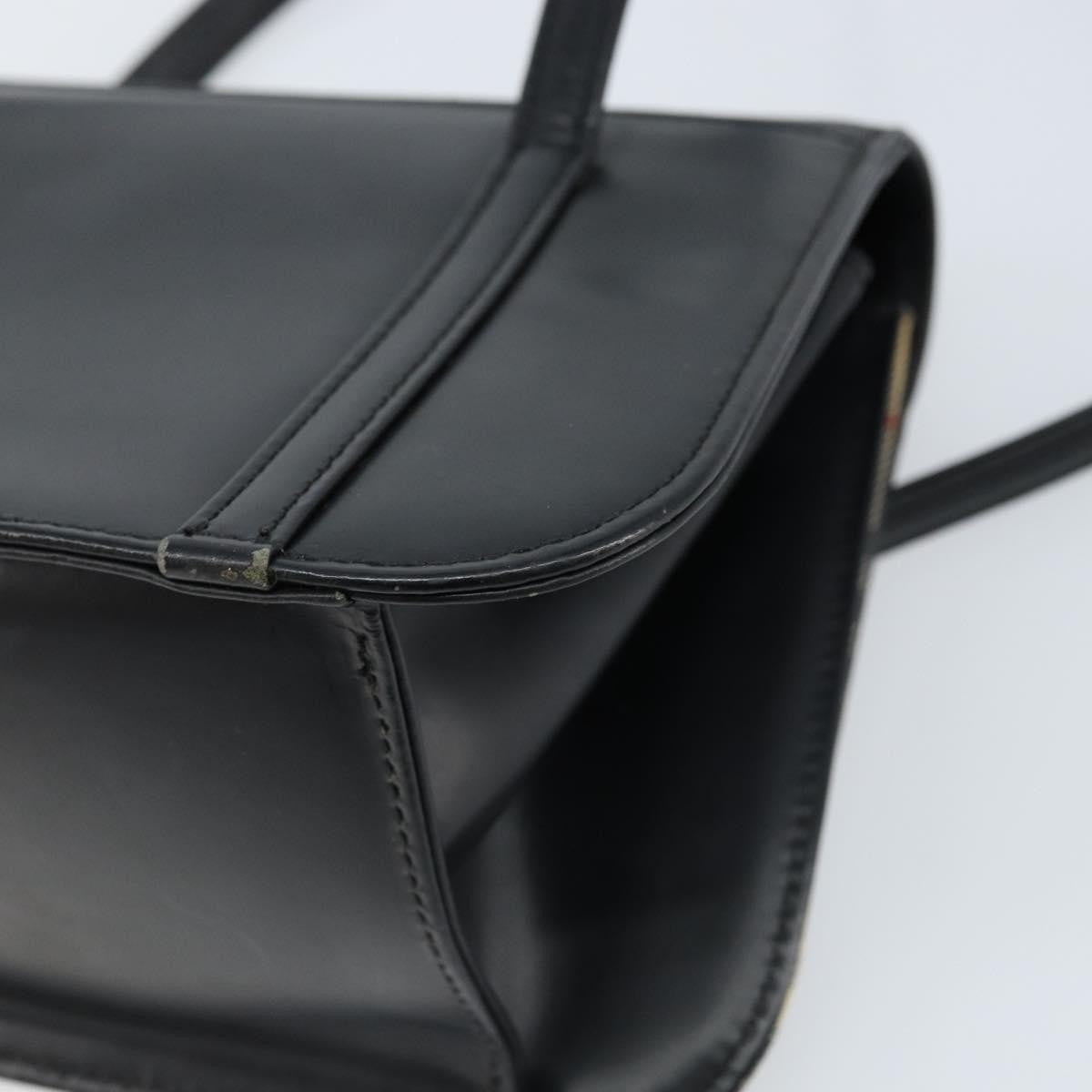 Burberrys Burberrys Nova Check Hand Bag Leather Black Silver Authentic ep13393