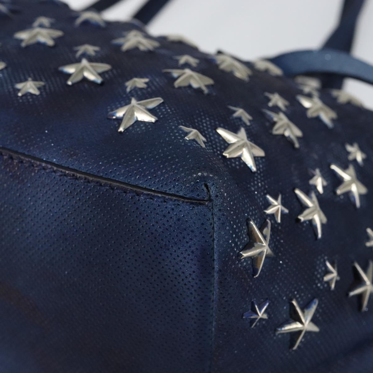 Jimmy Choo Jimmy Choo Studs Tote Bag Coated Canvas Blue Authentic sw1589