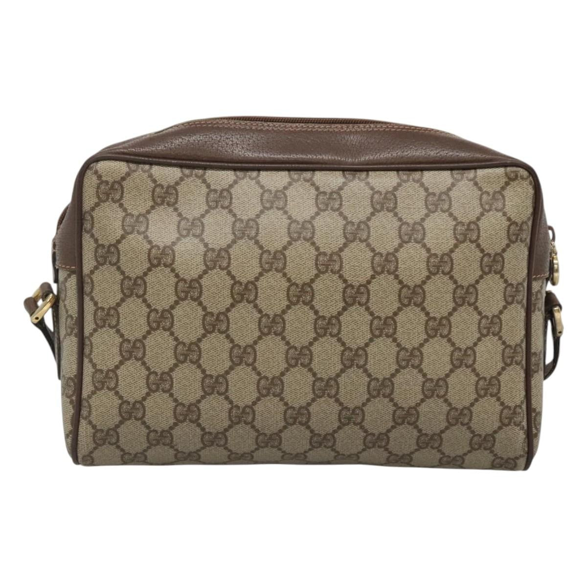Gucci GUCCI GG Supreme Web Sherry Line Bag PVC Beige Gold Red 56 02 088 Authentic BA2392