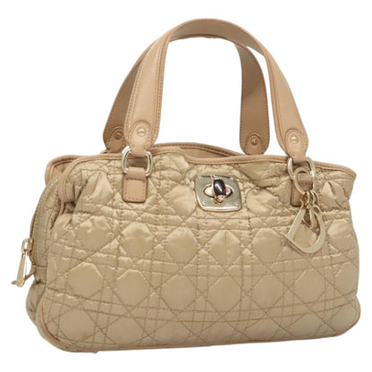 Dior Christian Dior Canage Hand Bag Nylon Beige Gold Authentic mr1376