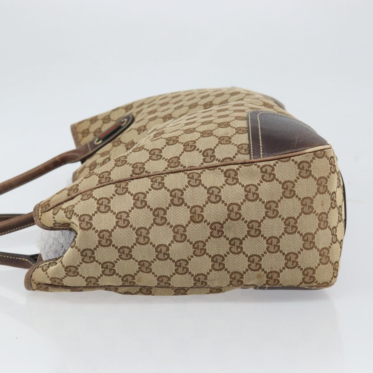 Gucci GUCCI GG Canvas Web Sherry Line Pretty Tote Bag Beige Gold 161719 Authentic 168420