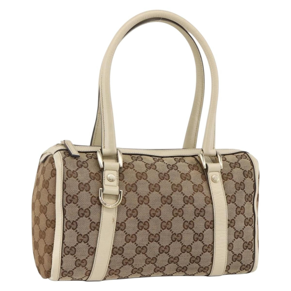 Gucci GUCCI GG Canvas Hand Bag Beige Gold 130942 Authentic BSZ194