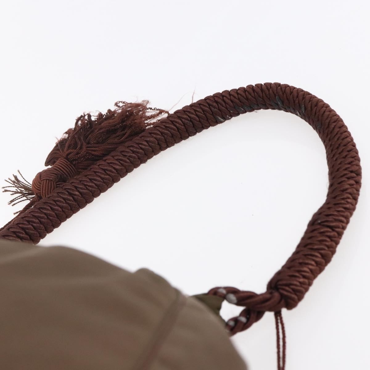 Prada PRADA Tassel Shoulder Bag Nylon Khaki Gold Authentic bs30567