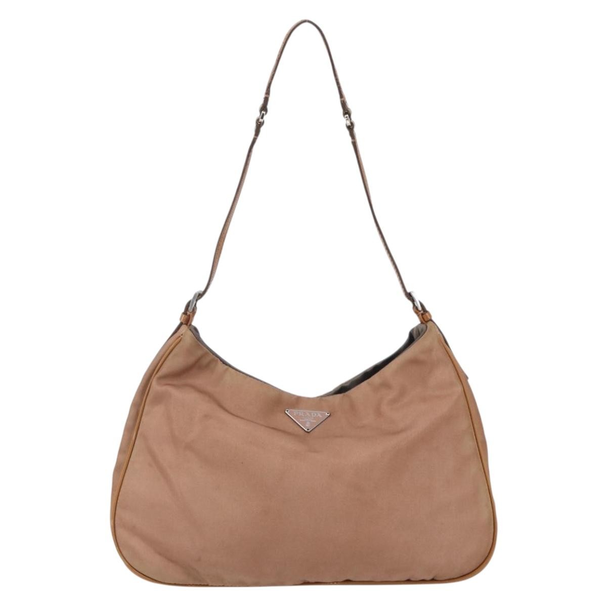 Prada PRADA Shoulder Bag Nylon Beige Gold Authentic 162843