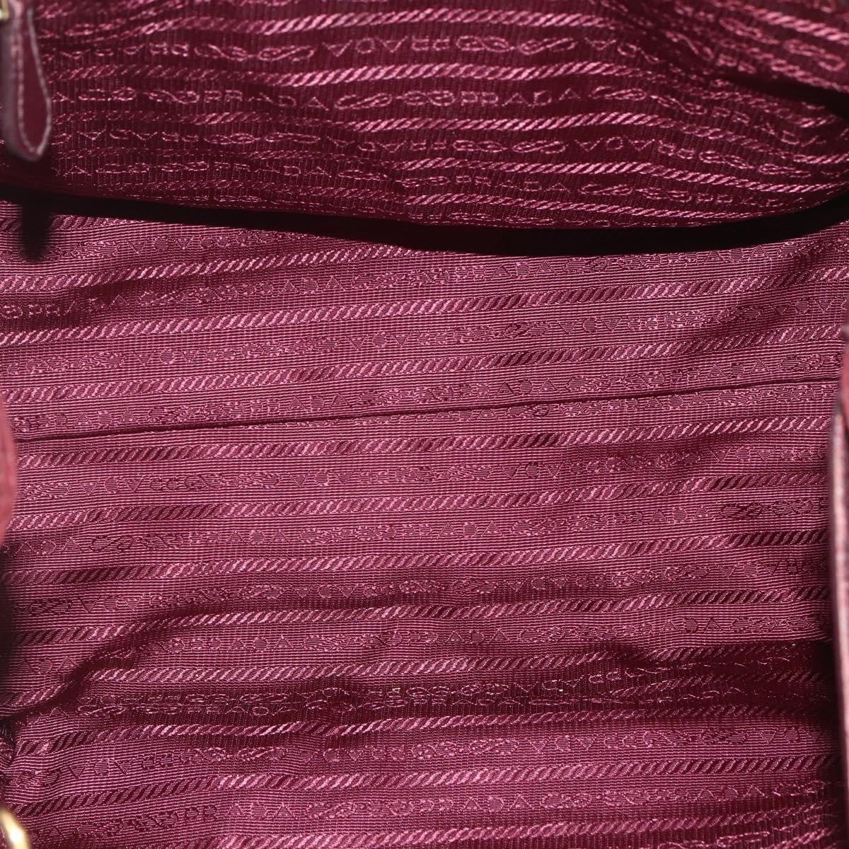 Prada PRADA Hand Bag Nylon 2way Bordeaux Gold Authentic 163074